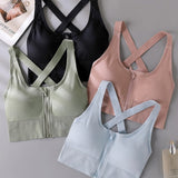 Shockproof Push Up Anti Sagging Sports Bra With Front Zipper for Women