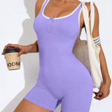 Heart Cutout Back Ribbed Seamless Romper